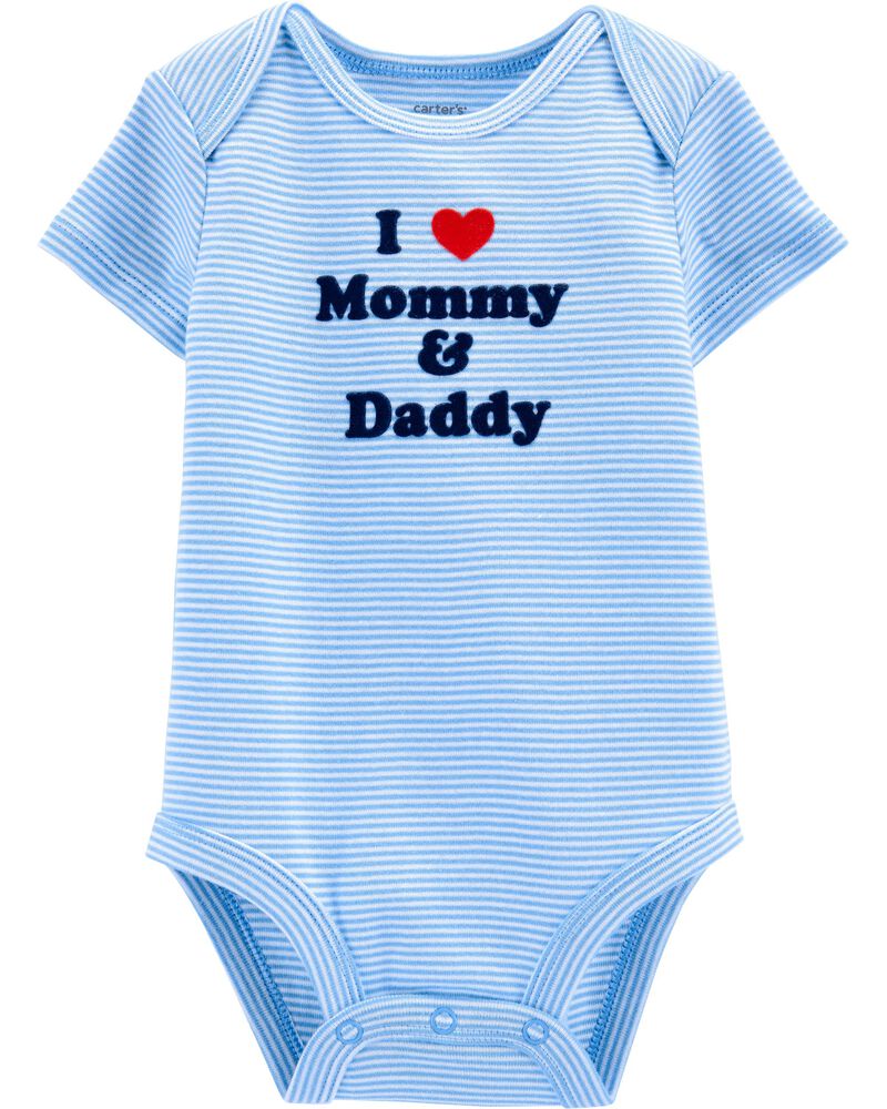AOMOMO Unisex-Baby Newborn Footie I Love Mummy I Love Daddy Bodysuit 2 Pack Newborn